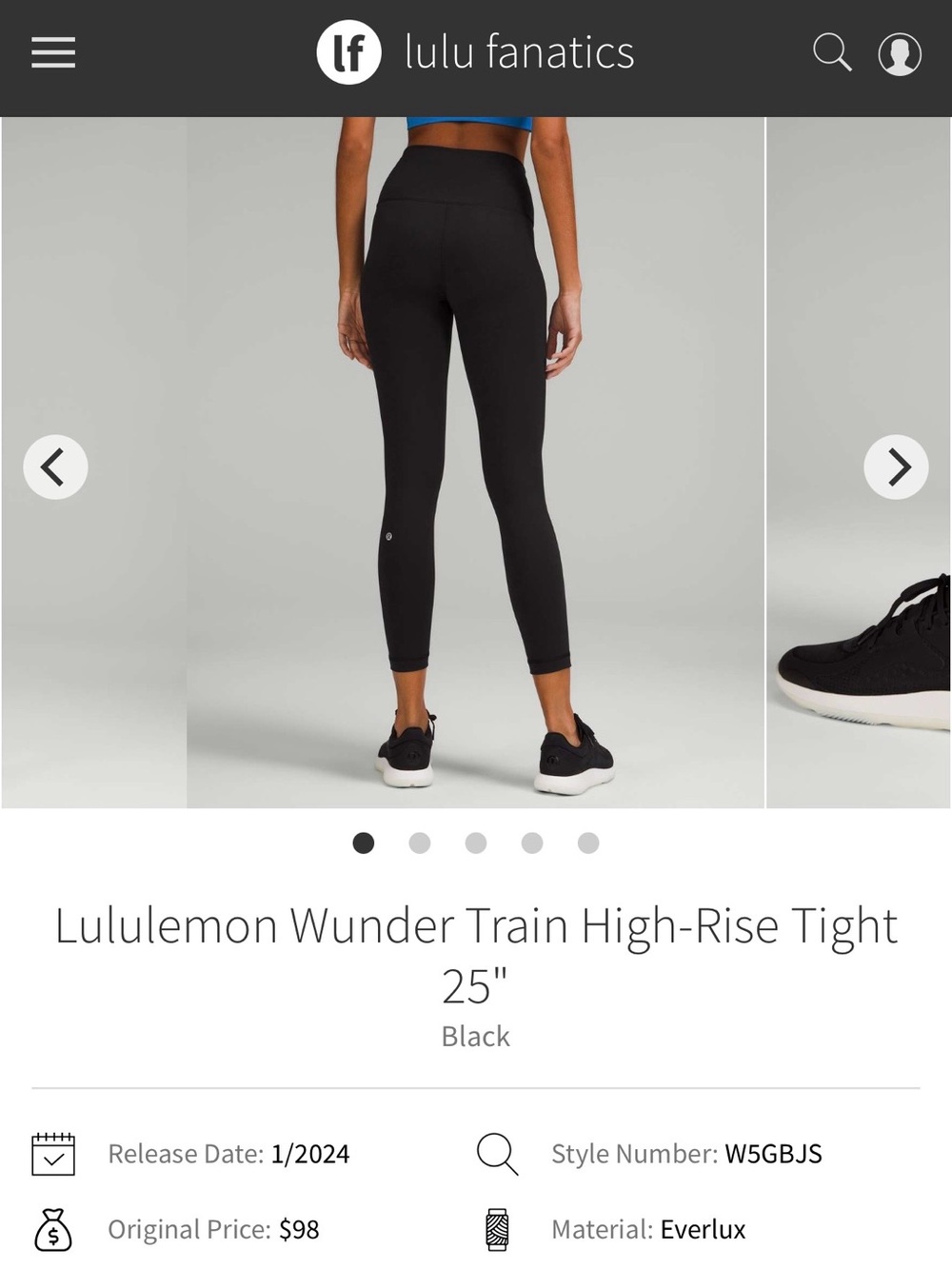 NWT lululemon athletica Wunder Train High-Rise Tight 25" - Black BLK Size 4